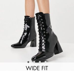 Pat and leather styles lace up heel boot size 10, never worn